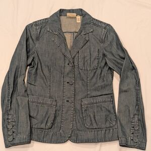 Pure DKNY Women's Lightweight Medium Wash Denim Blazer Jacket Size 2